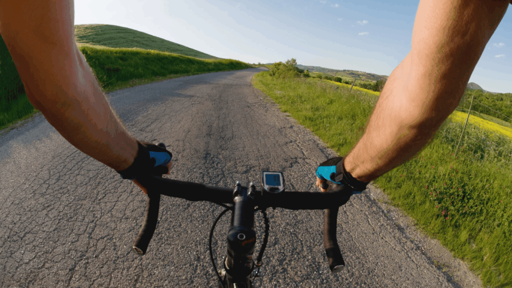 Cycling on the road.