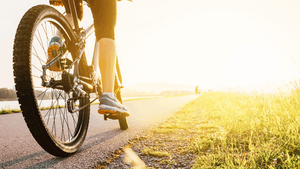 Close up of bike being riden.